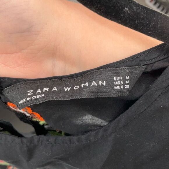 Zara Multicolor Boho Floral Embroidered Long Sleeve Babydoll Mini Dress Size Med - Picture 3 of 9